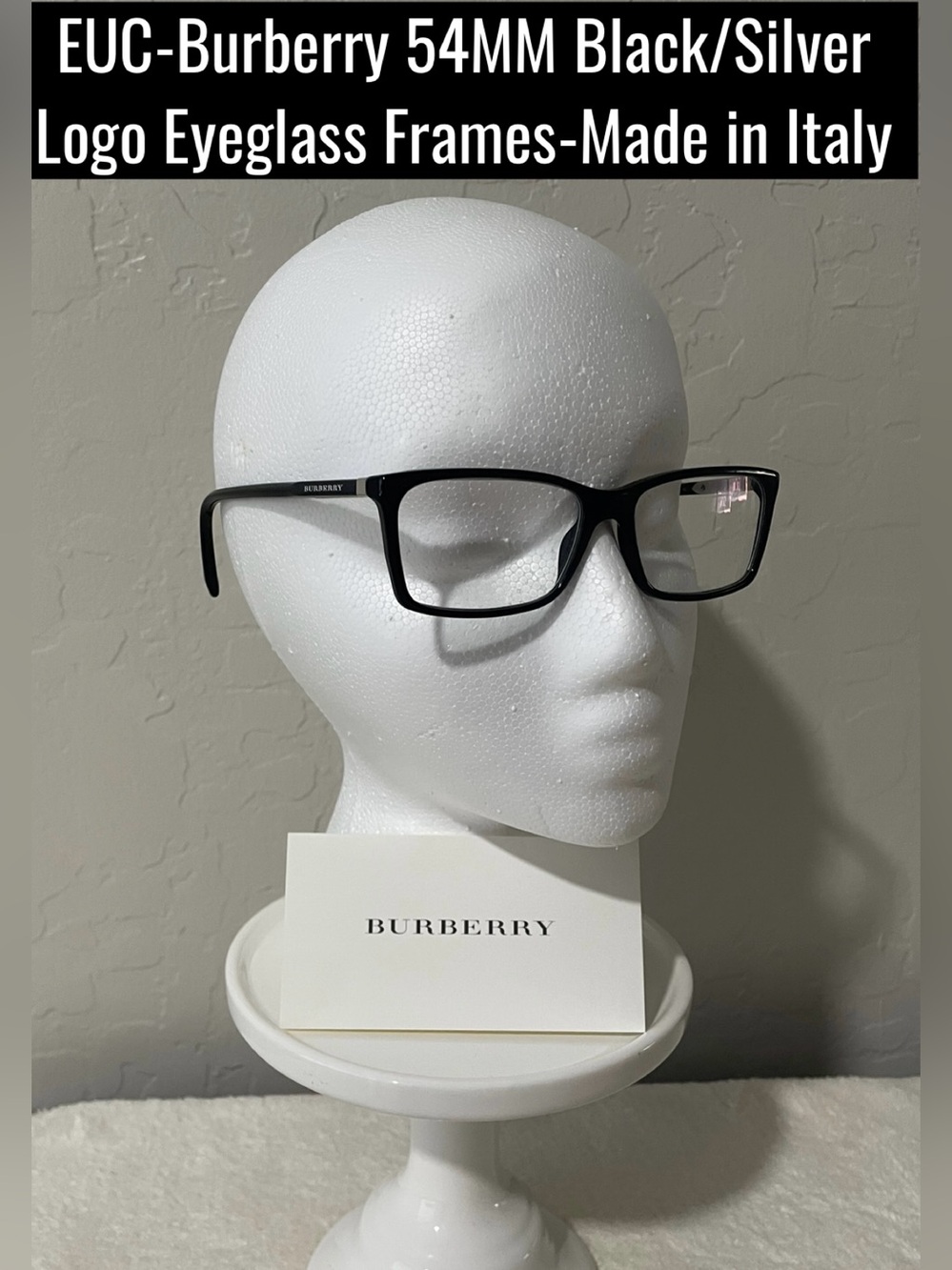 EUC-Burberry 54MM Black/Silver Logo Eyeglass Frames-Made in Italy